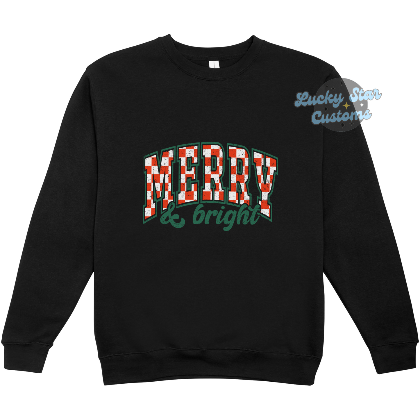 Adult Merry and Bright Checkered Sweatshirt