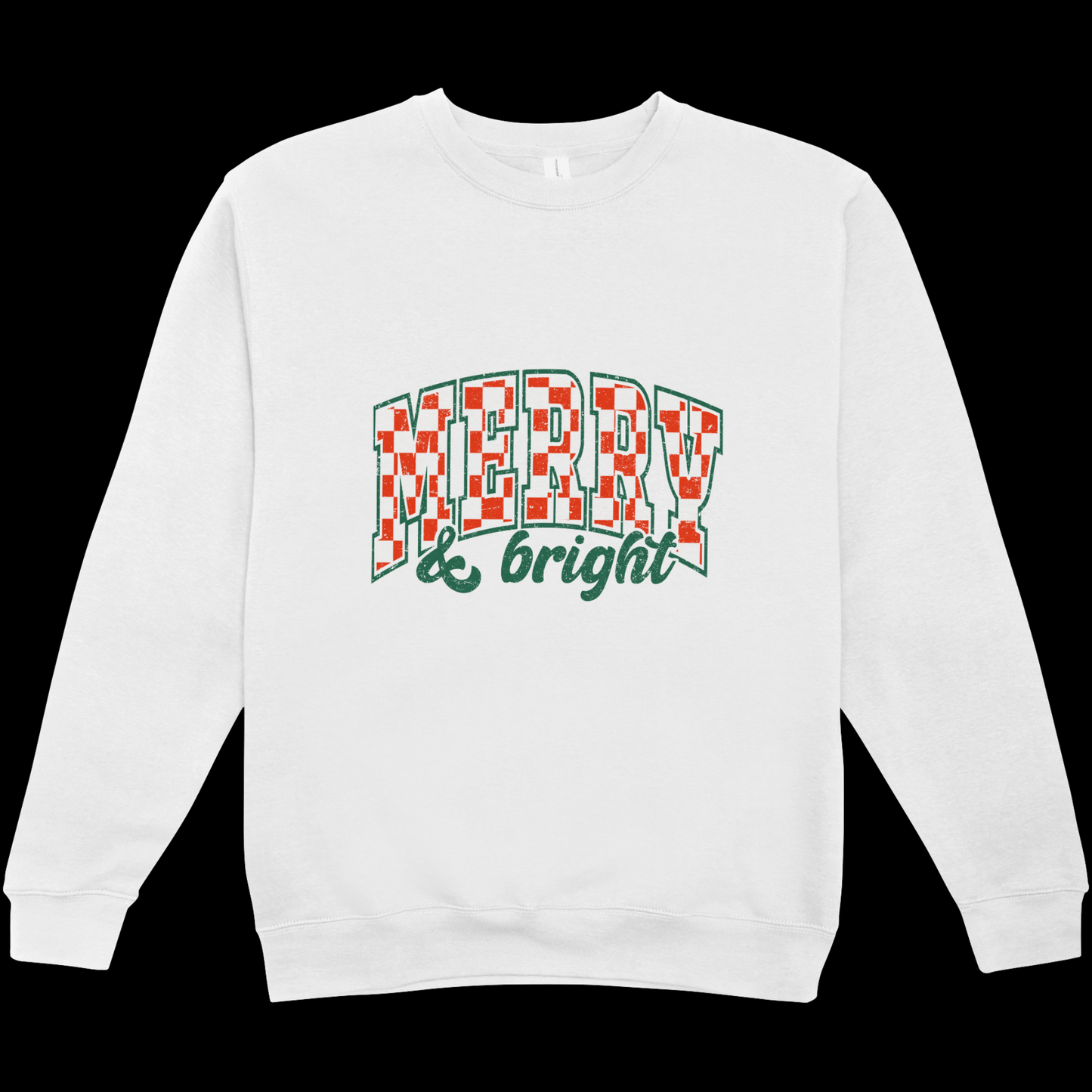 Adult Merry and Bright Checkered Sweatshirt